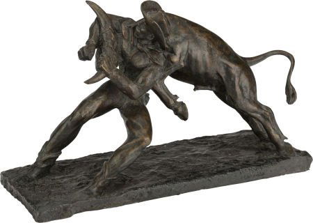 CLEM SPAMP (American, 20th Century) Bull Wrestle (1 of 2)