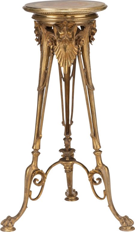 AN ENGLISH AESTHETIC MOVEMENT GILT BRONZE STAND, (1 of 2)