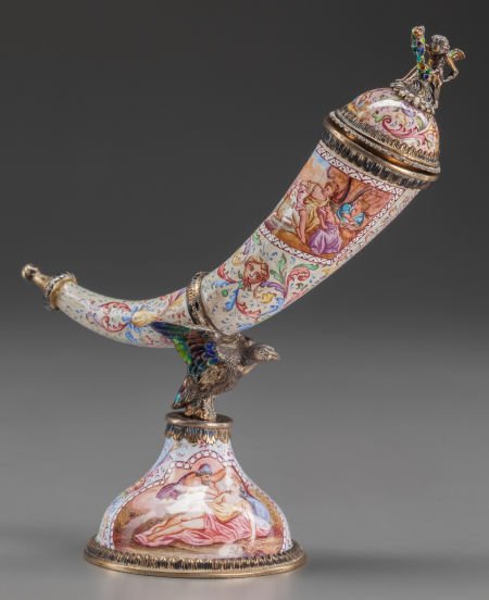 A SMALL FRENCH ENAMEL AND ENAMELED BRONZE POWDER (1 of 2)