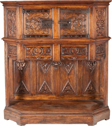 AN ENGLISH GOTHIC-REVIVAL OAK AND WROUGHT-IRON C (1 of 2)