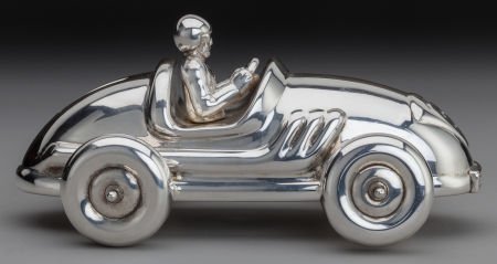 A TIFFANY & CO. SILVER RACE CAR PIGGY BANK, New (1 of 2)