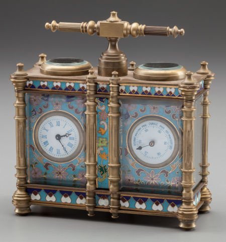 A SMALL FRENCH CHAMPLEVÉ AND BRONZE DOUBLE-CARRI (1 of 2)