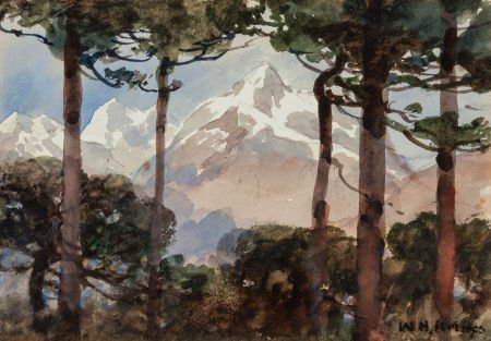 WILLIAM HENRY HOLMES (American, 1846-1933) Mount: WILLIAM HENRY HOLMES (American, 1846-1933)Mountain through the Trees, PeruW
