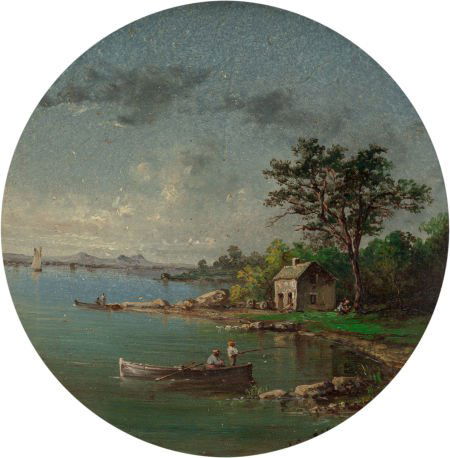 AMERICAN SCHOOL (19th Century) Landscape with Fi (1 of 2)