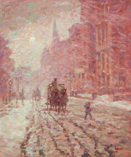 AMERICAN SCHOOL (20th Century) Horse Drawn Carri (1 of 2)