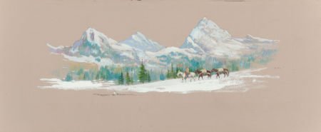 ROBERT HANSEN (American, b. 1924) Sierra Packer: ROBERT HANSEN (American, b. 1924)Sierra PackerWatercolor and gouache on boa