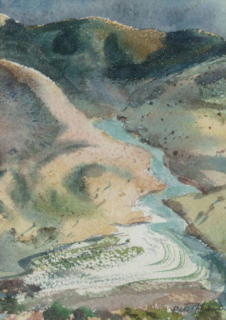 PETER HURD (American, 1904-1984) Canon de La Veg: PETER HURD (American, 1904-1984)Canon de La VegaWatercolor on paper7 x