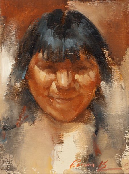RAMON KELLEY (American, b. 1939) Little Tia, 196: RAMON KELLEY (American, b. 1939) Little Tia, 1967 Oil on canvasboard 5-1/8
