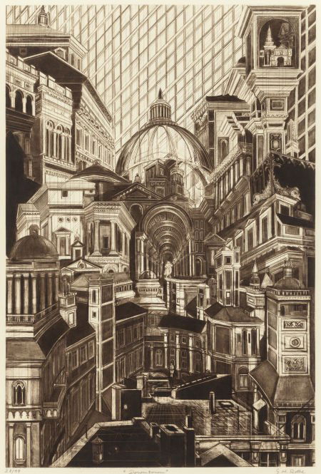 G. H. ROTHE (German, 1935-2007) Downtown Etching: G. H. ROTHE (German, 1935-2007)DowntownEtching35-1/4 x 25-1/2 inches (8