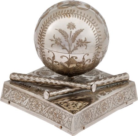 Early 1900's Ornate Baseball Themed Music Box.: Early 1900's Ornate Baseball Themed Music Box. All those years of collecting, and what ha
