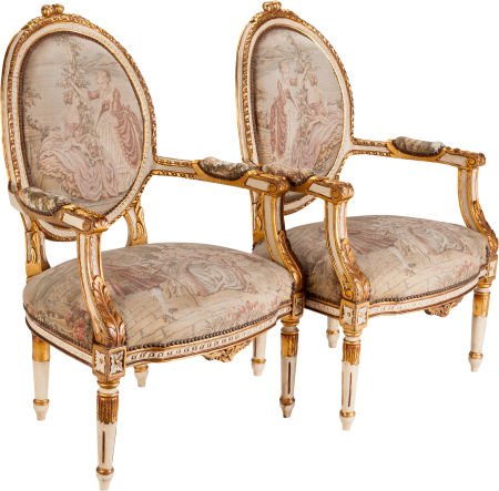 A Pair of Italian Neoclassical Upholstered and P (1 of 3)