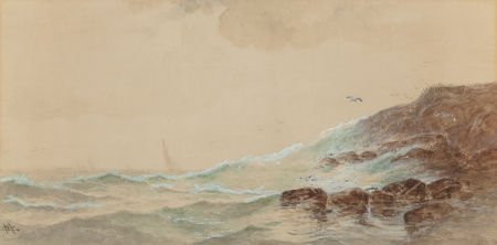 Edward Moran (American, 1829-1901) Through the C: Edward Moran (American, 1829-1901)Through the CloudsWatercolor on paper10 x 19-