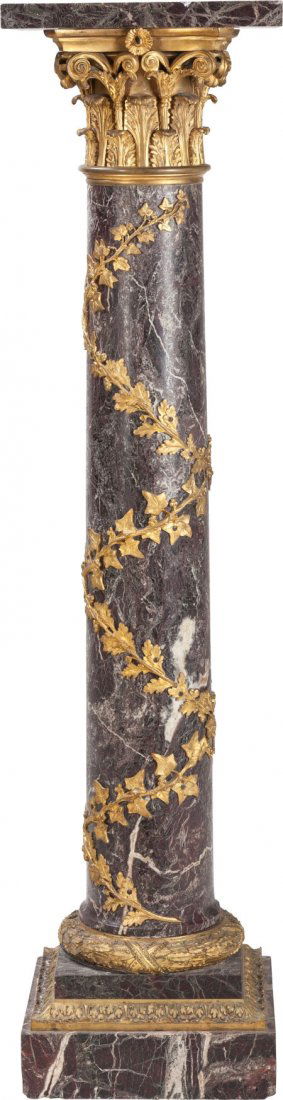 A Neoclassical Rouge Marble Column with Gilt Bro (1 of 2)
