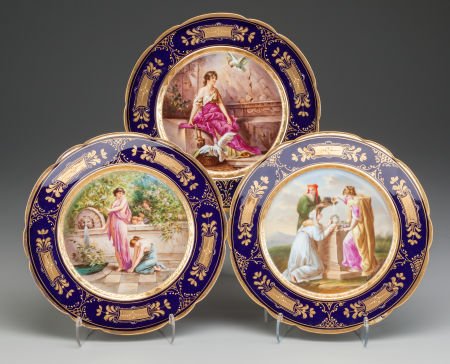 Three Royal Vienna-Style Painted Plates, 19th ce (1 of 2)