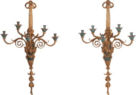 A Pair of French Gilt Bronze and Cloisonné Five- (1 of 2)