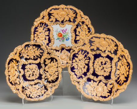 A Group of Three Meissen Parcel Gilt and Glazed (1 of 2)