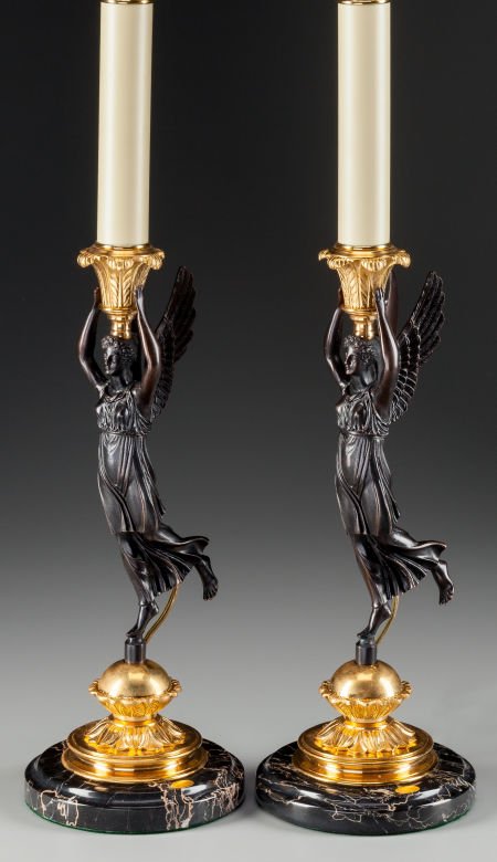 A Pair of Empire-Style Gilt and Patinated Bronze (1 of 2)