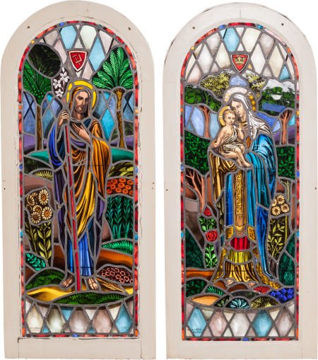A Pair of Lamb Studios Stained Glass Windows, ci (1 of 5)