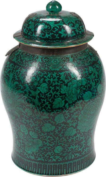 A Chinese Green and Black Porcelain Ginger Jar w (1 of 2)