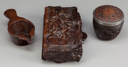 Three Carved Wood Table Articles, 18th/19th cent (1 of 3)