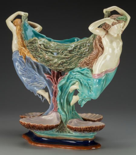 A French Majolica Figural Centerpiece, 19th cent (1 of 2)