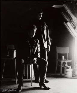 Beatles - Astrid Kirchherr Signed Large Format P: Beatles - Astrid Kirchherr Signed Large Format Photograph of John Lennon and George Harrison, "Attic"