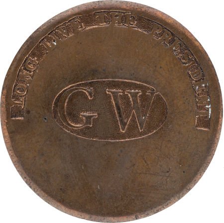 George Washington: 1789 Inaugural Button.: George Washington: 1789 Inaugural Button. DeWitt GW-1789-8, Albert WI-11c, 34 mm. in copp