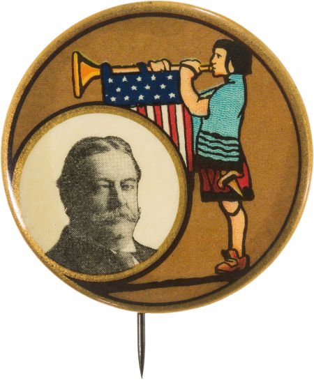 William Howard Taft: Maxfield Parrish Inspired T: William Howard Taft: Maxfield Parrish Inspired Trumpeter Button. 1 3/4" button depicting