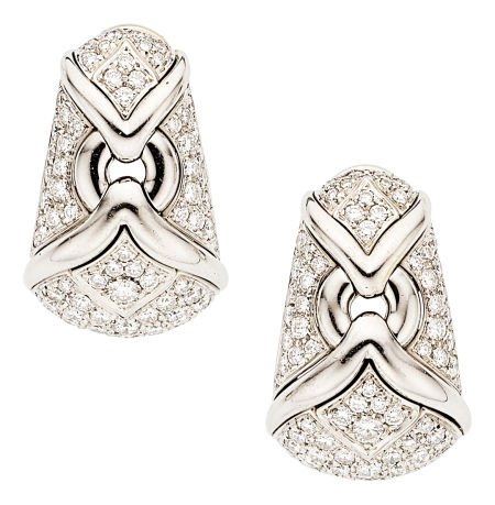 Diamond, White Gold Earrings, Bvlgari The Trika: Diamond, White Gold Earrings, Bvlgari The Trika Collection 