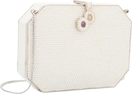 Judith Leiber Full Bead White Crystal Geometric (1 of 4)