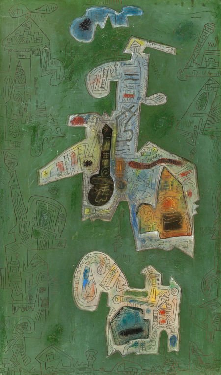 Ynez Johnston (American, 1920) Oasis, 1969 Mixed (1 of 3)