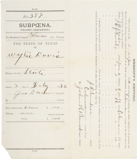 John Bannister: Legal Document Signed by the Law: John Bannister: Legal Document Signed by the Lawman Who Captured John Wesley Hardin and Helped Kill Sa