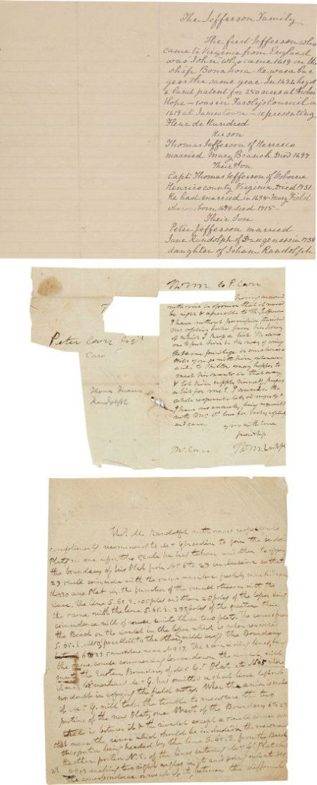Thomas Mann Randolph: One Autograph Letter Signe: Thomas Mann Randolph: One Autograph Letter Signed and One Autograph Document, Together with a Late Nin