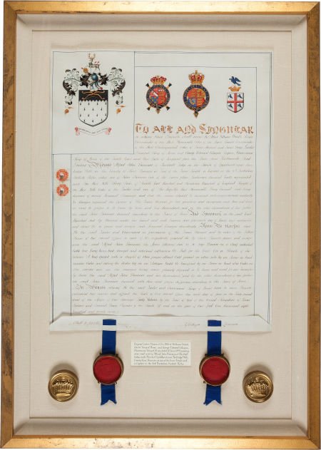 [Heraldry]. Grant of Arms and Crest to Alfred Jo: [Heraldry]. Grant of Arms and Crest to Alfred John Bowman, from Sir Albert William Woods, Garter King
