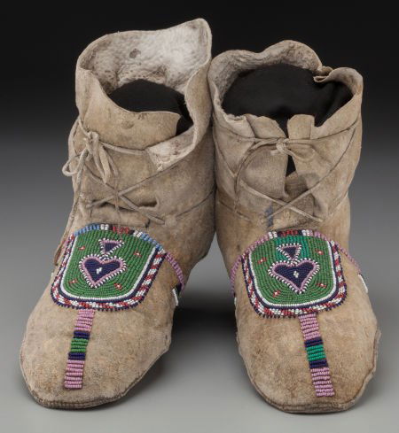 A Pair of Northern Plains Beaded Hide Moccasins (1 of 2)