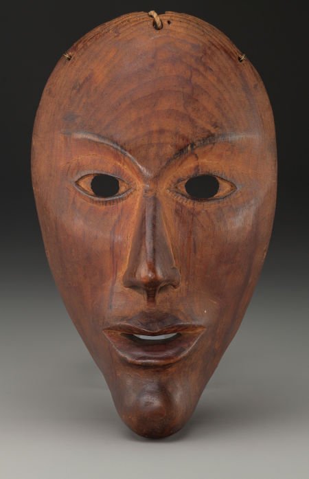 A Northwest Coast Portrait Mask c. 1890   carved (1 of 3)