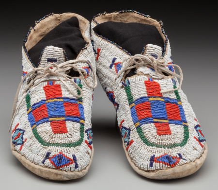 A Pair of Southern Cheyenne Beaded Hide Moccasin (1 of 2)