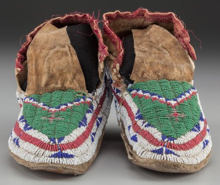 A Pair of Sioux Beaded Hide Moccasins (1 of 2)