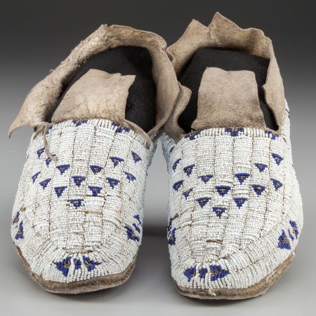 A Pair of Cheyenne Beaded Hide Moccasins (1 of 2)