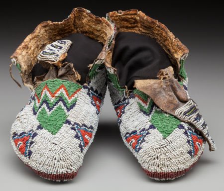 A Pair of Sioux Beaded Hide Ceremonial Moccasins (1 of 2)