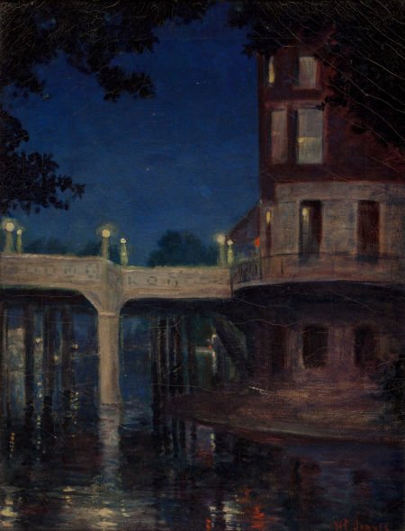 William Frederick Jarvis (American, 1898-1966) N: William Frederick Jarvis (American, 1898-1966)Night on the RiverwalkOil on