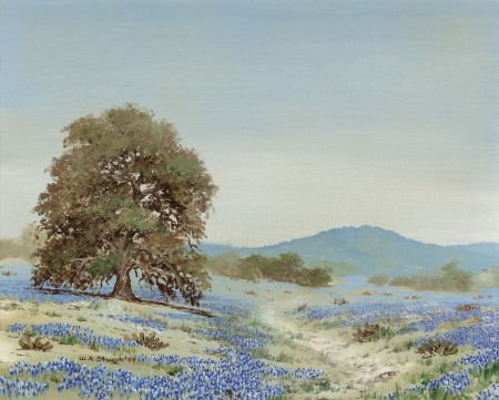 William A. Slaughter (American, 1923-2003) Blueb: William A. Slaughter (American, 1923-2003)Bluebonnets and Blue HillsOil on