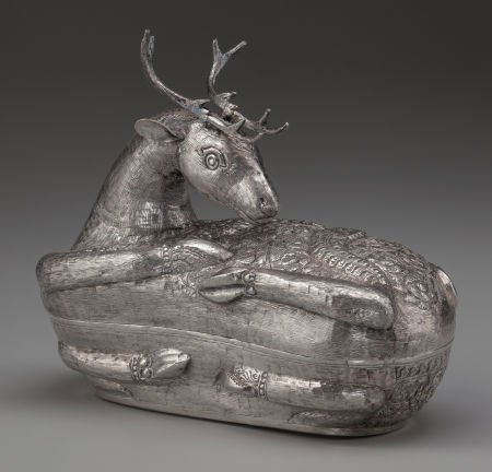 A Cambodian Silver Stag-Form Betel Leaf Box, pre (1 of 3)
