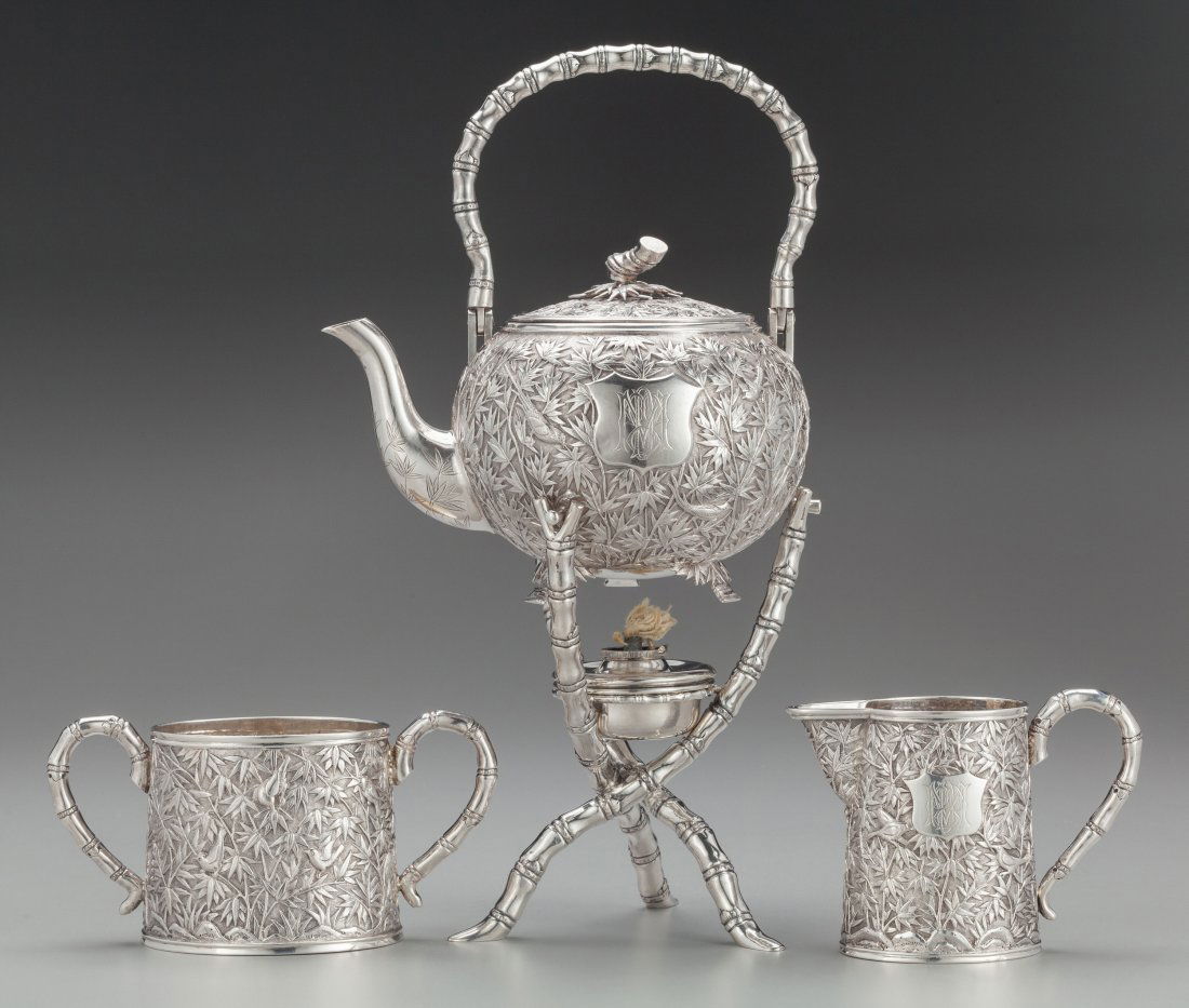 A Luen Wo Chinese Export Silver Tea Kettle on St (1 of 3)
