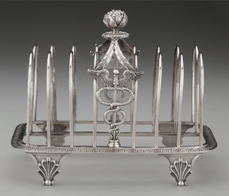A John Eames Silver Caduceus Toast Rack, London, (1 of 3)