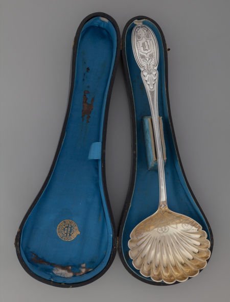A George Sharp Partial Gilt Silver Soup Ladle in: A George Sharp Partial Gilt Silver Soup Ladle in Original Case, Philadelphia, Pennsylvani