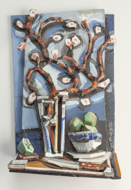 David Bates (American, b. 1952) Apple Blossoms: David Bates (American, b. 1952)Apple Blossoms II, 1997Painted bronze relief13 x