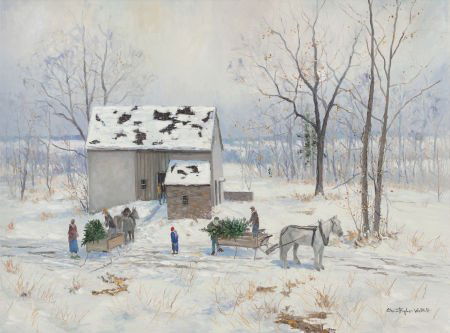 Christopher Willett (American, b. 1959) Tuckamon: Christopher Willett (American, b. 1959)Tuckamony Farm Christmas TreesOil on