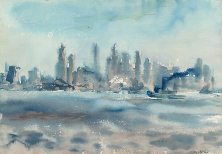 Reginald Marsh (1898-1954) New York Skyline, 193: Reginald Marsh (1898-1954)New York Skyline, 1936Watercolor and pencil on pa