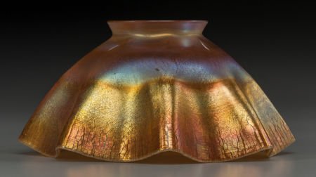 Tiffany Studios Gold Favrile Glass Ruffle Shade : Tiffany Studios Gold Favrile Glass Ruffle Shade Circa 1900. Engraved L.C.T. D